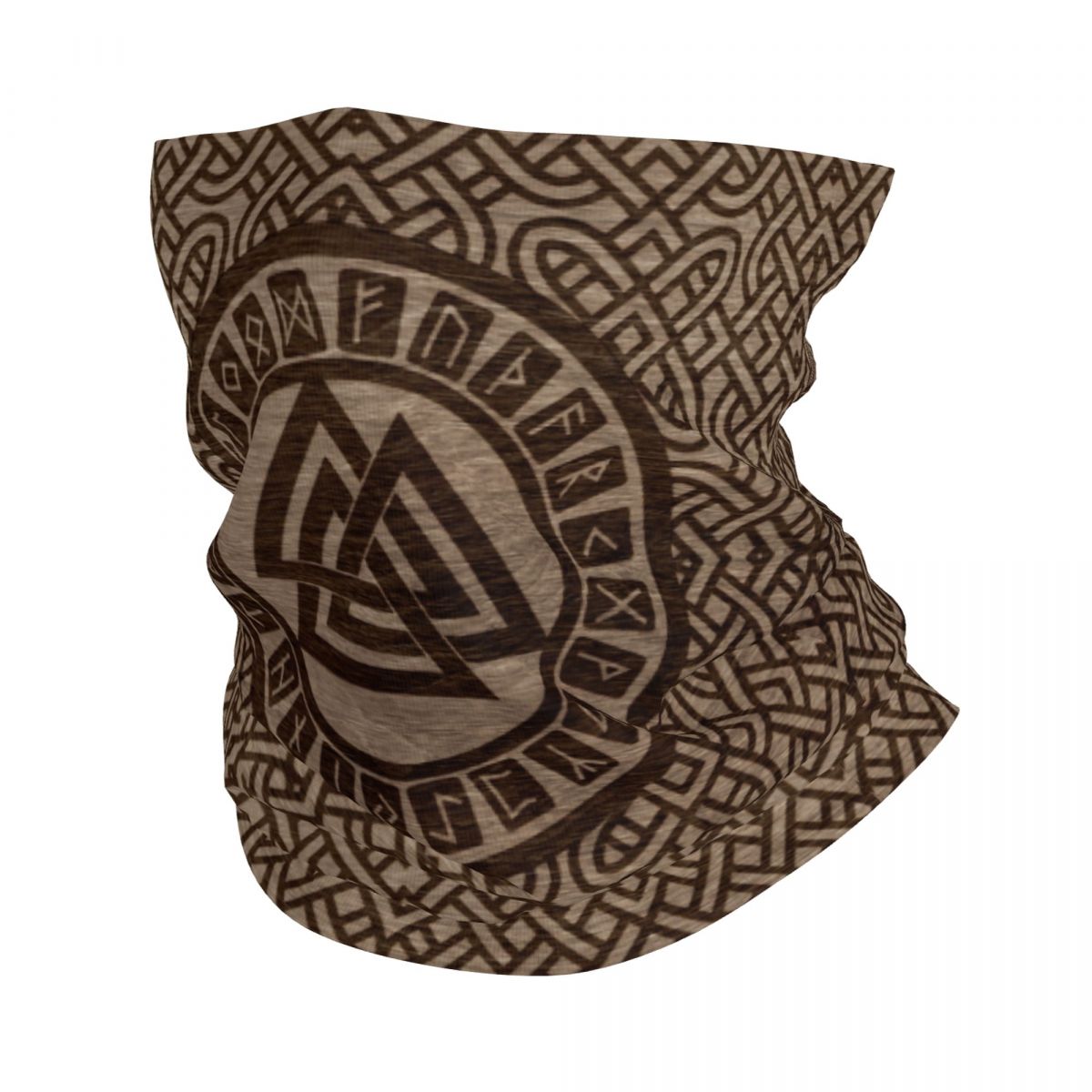 Neck Gaiter Fleece - Simbol Valknut dan sajak pada Bandana