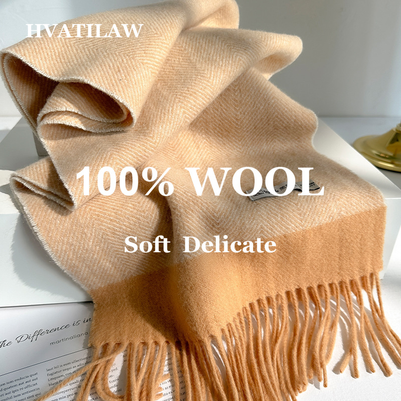 Wool Scarf Men - 100% Syal Wol Murni Wanita Pria