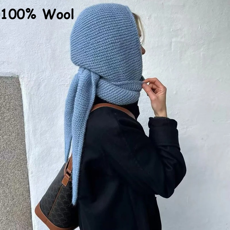 Knit Beanie Hat Warm - 100% Wol Syal Big Sophie Oversize