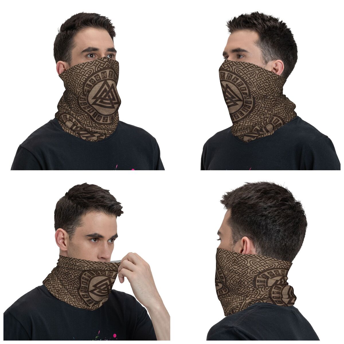 Simbol Valknut dan sajak pada  - Neck Gaiter Fleece ulasan dan harga