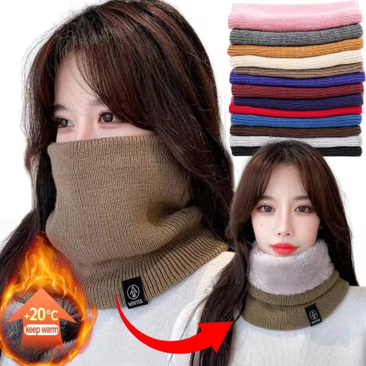 Syal wol rajut wanita, padat m - Winter Headband Fleece ulasan dan harga